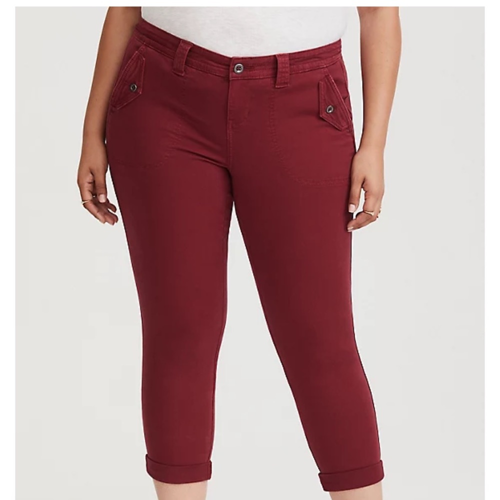 Torrid cropped military pant, Pinot noir wash, size 20